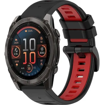 Příslušenství k chytrým hodinkám VSECHNONAMOBIL 87881 SPORTY Vyměnitelný silikonový řemínek Garmin Fenix 8 47mm černý-červený