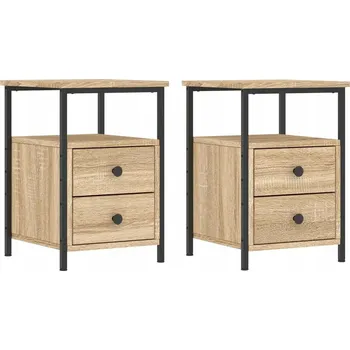 Noční stolek Noční stolek industriální styl, dub sonoma, dřevotříska, železo, 34x35.5x50 cm