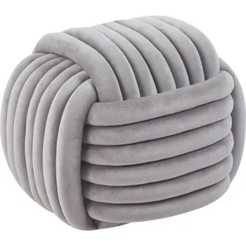 Taburet Designová jednomístná sametová čalouněná taburetka ve tvaru klubíčka - šedá