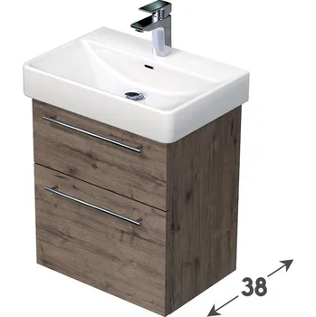 Koupelnový nábytek Smart30 Orin Skříňka pod umyvadlo se 2 zásuvkami s umyvadlem Laufen Pro S 55 x 38 cm, dub wellington, OR 55x38 2Z D370 SET