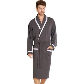 Pánská móda Pánský župan Bruno s barevným lemem De Lafense Barva/Velikost: grafit (šedá) / XL/XXL