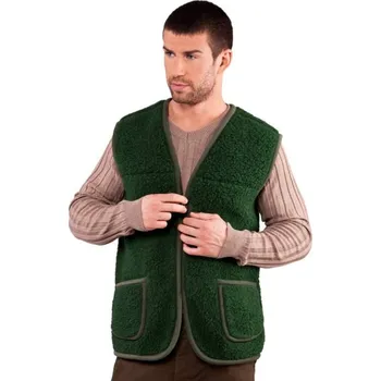 Pánská vesta Vesta z ovčí vlny, zelená, UNISEX, zapínání na zip