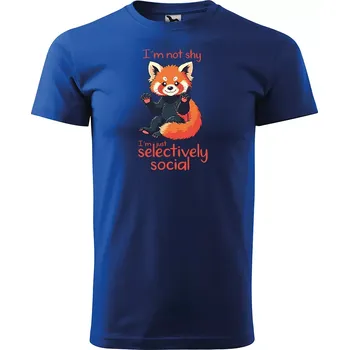 Pánské oblečení Sablio Tričko s potiskem I´m not shy, I´m just selectively social - modré L