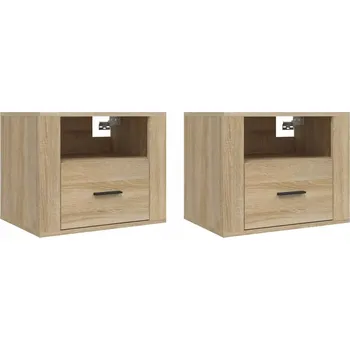 Noční stolek Závěsný Noční Stolek z Dřevotřísky, Dub Sonoma, 50x36x40 cm