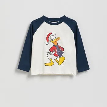 Chlapecká mikina Reserved - Dlouhý rukáv Káčer Donald - krémová - 614FJ-01X - 614FJ-01X-110