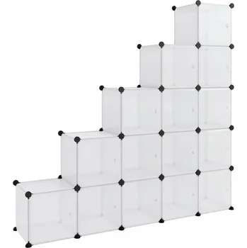 Knihovna Kostkový regál z PP panelů, Průhledný, 155x32x153,5 cm, 15 kostek