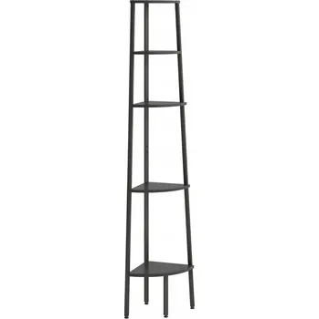 Knihovna Rohová police 5-úrovňová, ocelová, černá, 45,5x31,5x180 cm