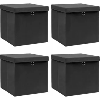 Úložný box Skládací úložné boxy s víkem, černé, 32x32x32 cm