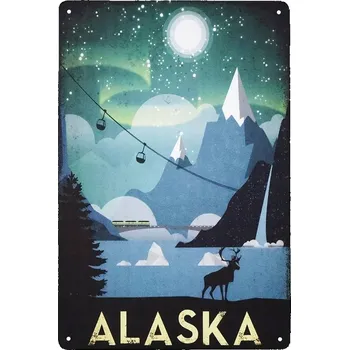 Obraz Plakát Dekorativní kovová cedule retro vintage ALASKA