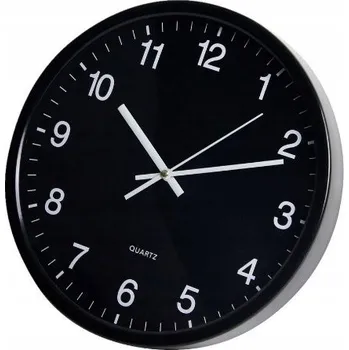 Hodiny Nástěnné hodiny TOE černé kovové sklo na baterie 30 cm