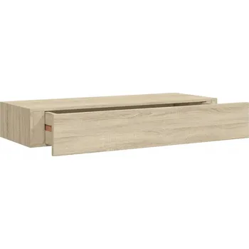 police Závěsná police s zásuvkou MDF Metal Dub 60x23,5x10 cm