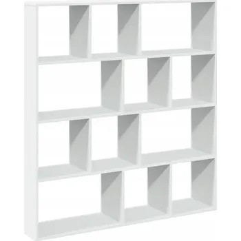 Knihovna Bílý regál z dřevotřísky s 12 policemi 132 x 29 x 141,5 cm