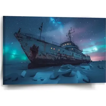 Obraz Sablio Obraz Vrak lodi při polární záři - 60x40 cm