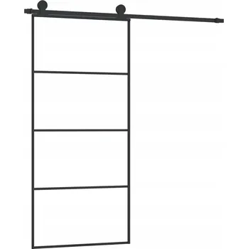 Interiérové dveře Posuvné dveře s hliníkovým rámem a ESG sklem, 90 x 205 cm, černé