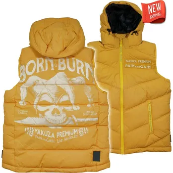 Pánská vesta Pánská vesta s kapucou Yakuza Premium Selection 3966 Born to Burn - žlutá Velikost: XL