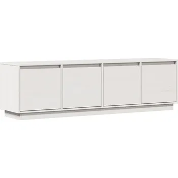 Televizní stolek Dřevěná TV skříňka z borovice, bílá, 156x37x45 cm