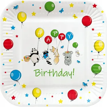 Party nádobí Balónky čtvercové papírové talíře 23cm, 8 ks , PAW