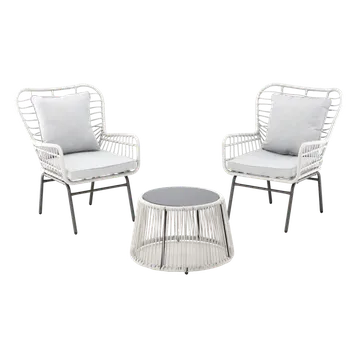 Zahradní sestava SADA ZAHRADNÍHO NÁBYTKU - (2 KŘESLA + STŮL) - ŠEDÁ SPODNÍ ČÁST *8052