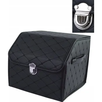 Organizér do auta Pevný kožený organizér do kufru auta, černý, 34x30x30 cm