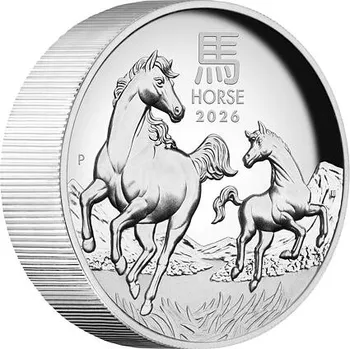 Lunární série III. - stříbrná mince Year of the Horse (Rok koně) 5 Oz 2026 High Relief PROOF