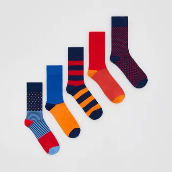 Pánské ponožky Reserved - Dlouhé ponožky 5 balení - červená - 240FB-33X - 240FB-33X-39R