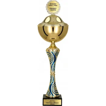 Moderní pohár zlato-modrý s víkem 48 cm + GRAVÍROVÁNÍ DÁREK