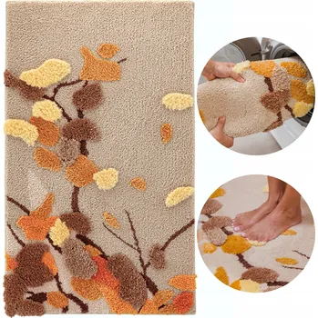 Koupelnová předložka Koberec do obýváku béžový Shaggy 60x100cm ozdobný 3D vzor měkký příjemný