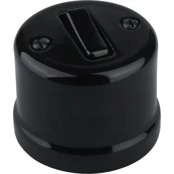 vypínač RETRO vypínač keramika nástěnný černý bez rámečku