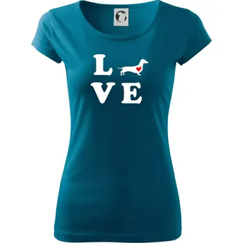 Dámské oblečení Jezevčík - Love - Dámské triko Pure - S ( Petrolejová )
