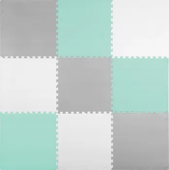 Pěnová podložka RicoKids šedo-mentolová 180x180 cm 9 ks