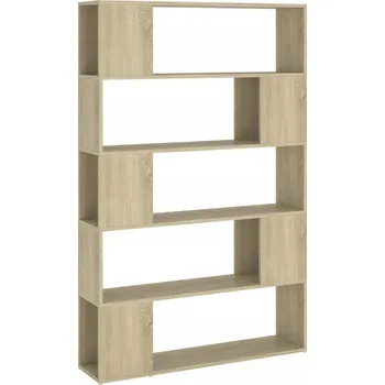 Knihovna Regál, knihovna s přihrádkami, 5 komor, dub sonoma, 100x24x155 cm