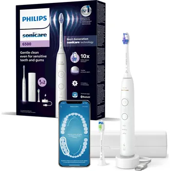 Elektrický zubní kartáček Philips Sonicare 6500 sonický kartáček – dva typy nástavců HX7410/02