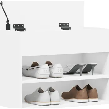 Botník Lavice na boty s policemi a úložným prostorem, bílá, 60x30x45 cm