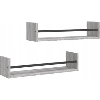 police Nástěnné police s tyčí, dřevotříska, šedý dub sonoma, 60x16x14 cm