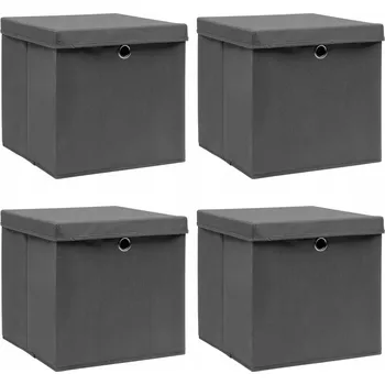 Úložný box Skládací Úložné Boxy z Netkané Textilie s Víky, Šedé