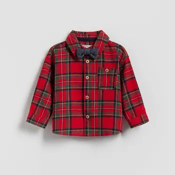 Reserved - Bavlněná košile s motýlkem - červená - 612FP-33X - 612FP-33X-74