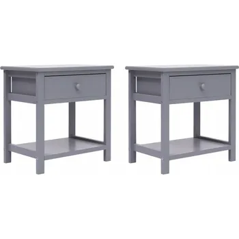 Noční stolek Dřevěné noční stolky, šedé, 40x29x42 cm, 1 šuplík, 1 police