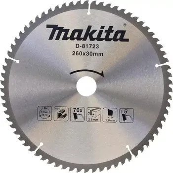 Pilový kotouč D-81723 Kotouč pilový TCT hliník 260x30mm 70Z Makita