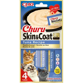 Krmivo pro kočku Inaba Churu Cat Skin & Coat tuňák 4x 14 g