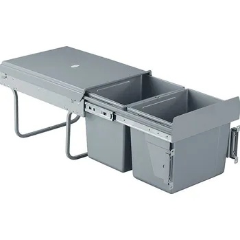 Odpadkový koš Wireli Výsuvný odpadkový 2-koš s úchyty dvířek, 2x15 l, K40-šedý plast