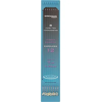Rybářský háček Drennan hotový návazec Power Bandit Barbless- háček č.12- 0,20mm- 3,18kg