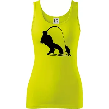 Rybář tahající rybu - Dámské tílko - S ( Limetková )