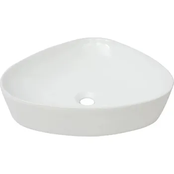 Umyvadlo Trojúhelníkové umyvadlo na desku z glazované keramiky, bílé, 50,5x41x12 cm