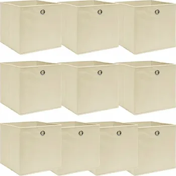 Úložný box Skládací úložné boxy z netkané textilie, 32x32x32 cm, krémová barva