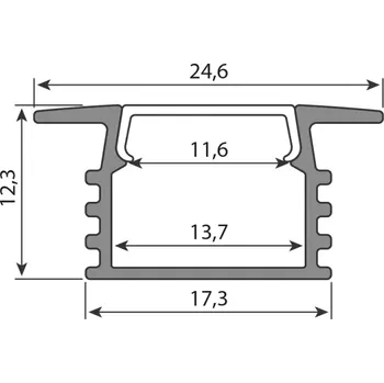 LED páska Vestavný hliníkový profil VL2 25x13mm bez difuzoru 2m