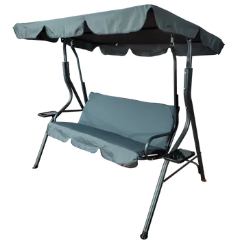 Zahradní houpačka ZAHRADNÍ HOUPAČKA 170 x 110 x 153 cm ANTRACITOVÁ BEZ ZVEDÁKŮ SE STOJANY NA HRNKY *3088