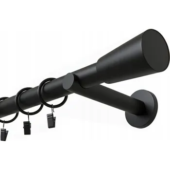 Garnýž GARNÝŽ KOVOVÉ 25mm S RŮZNÝMI KONCOVKAMI, ČERNÁ MATNÁ, 160cm