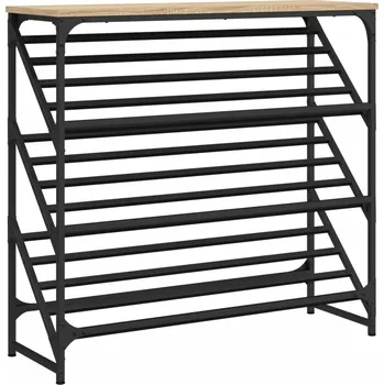 Botník Botník se 3 policemi, dub sonoma, 90 x 30 x 85 cm, ocel lakovaná ocel