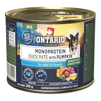 Krmivo pro psa Konzerva Ontario Adult monoprotein kachní pate s dýní 200g
