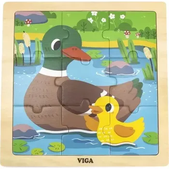 Puzzle VIGA, Dřevěné puzzle 9 dílků - kachna